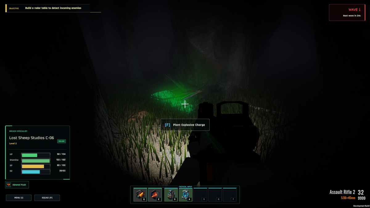 Planting an explosive charge at a hive fissure